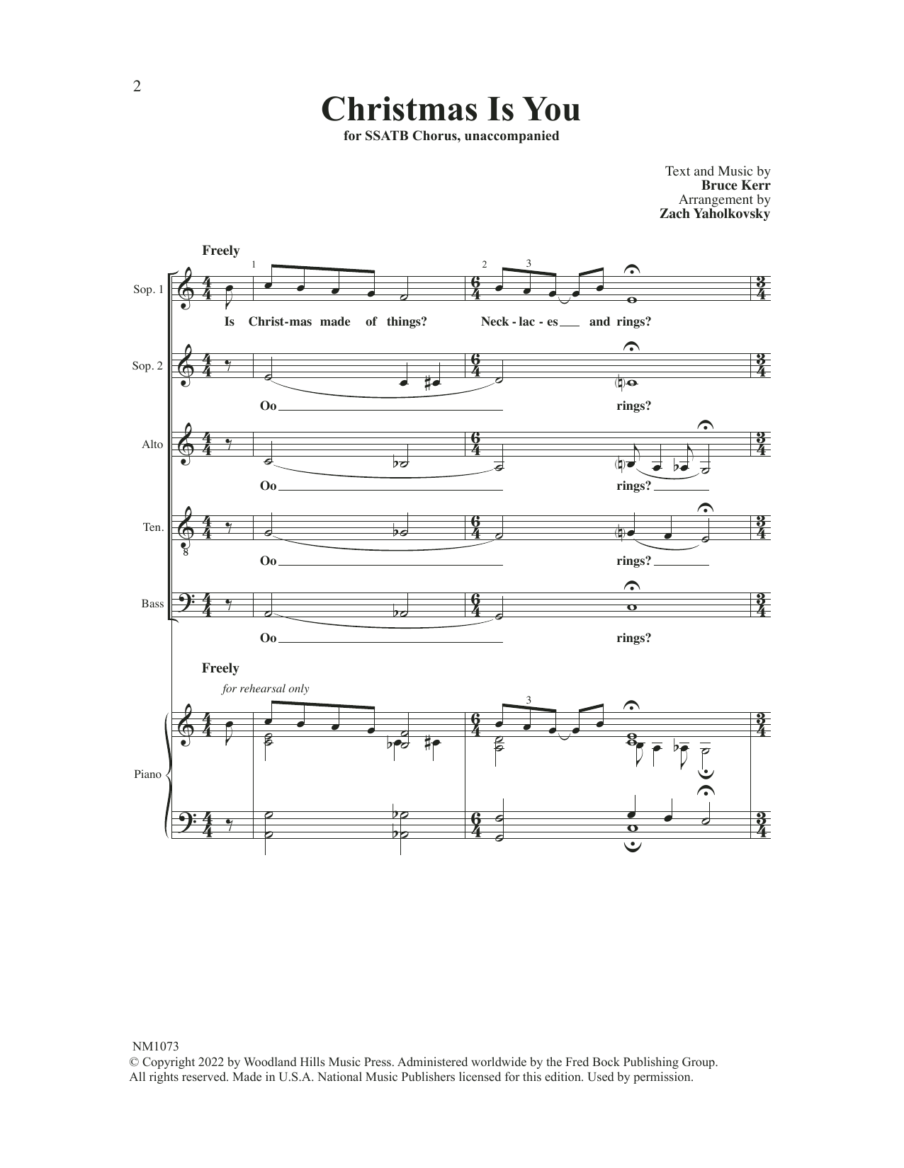 Zach Yaholkovsky Christmas Is You sheet music notes and chords arranged for SSATB Choir