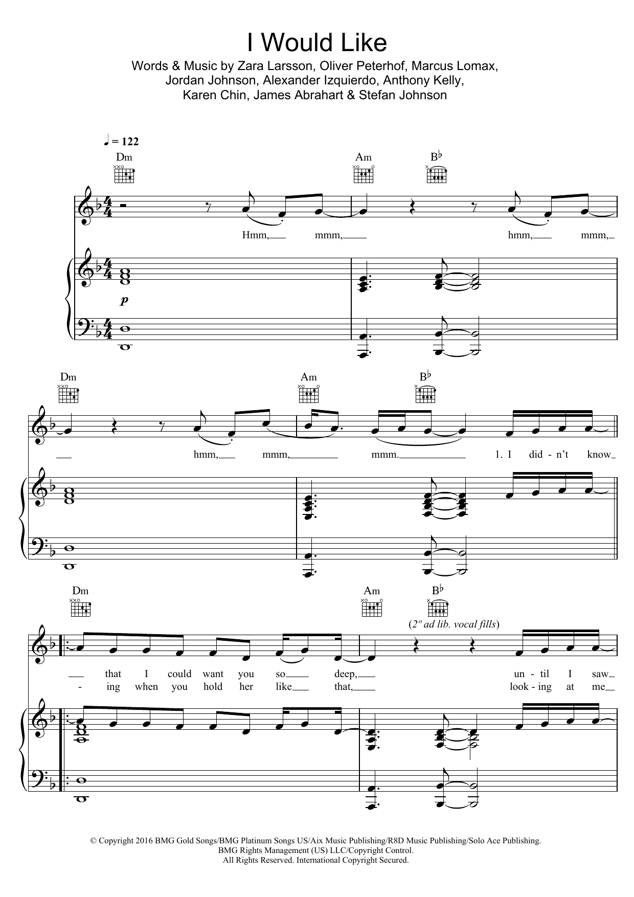 Zara Larsson I Would Like sheet music notes and chords arranged for Beginner Piano