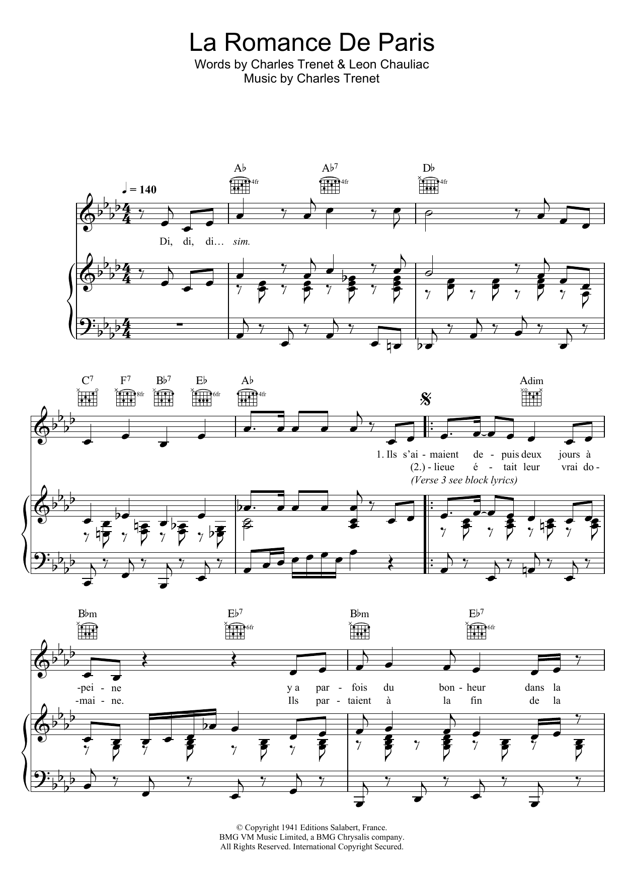 Zaz La Romance De Paris sheet music notes and chords arranged for Piano, Vocal & Guitar Chords