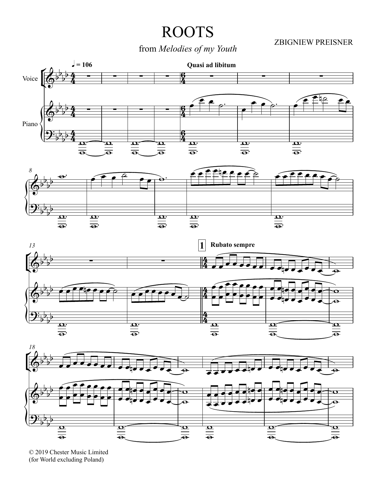 Zbigniew Preisner Roots sheet music notes and chords arranged for Piano & Vocal