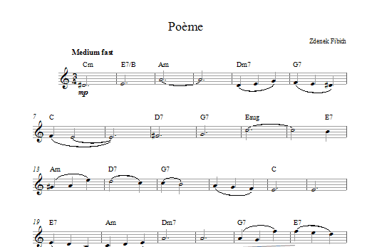 Zdenek Fibich Poeme sheet music notes and chords arranged for Woodwind Solo