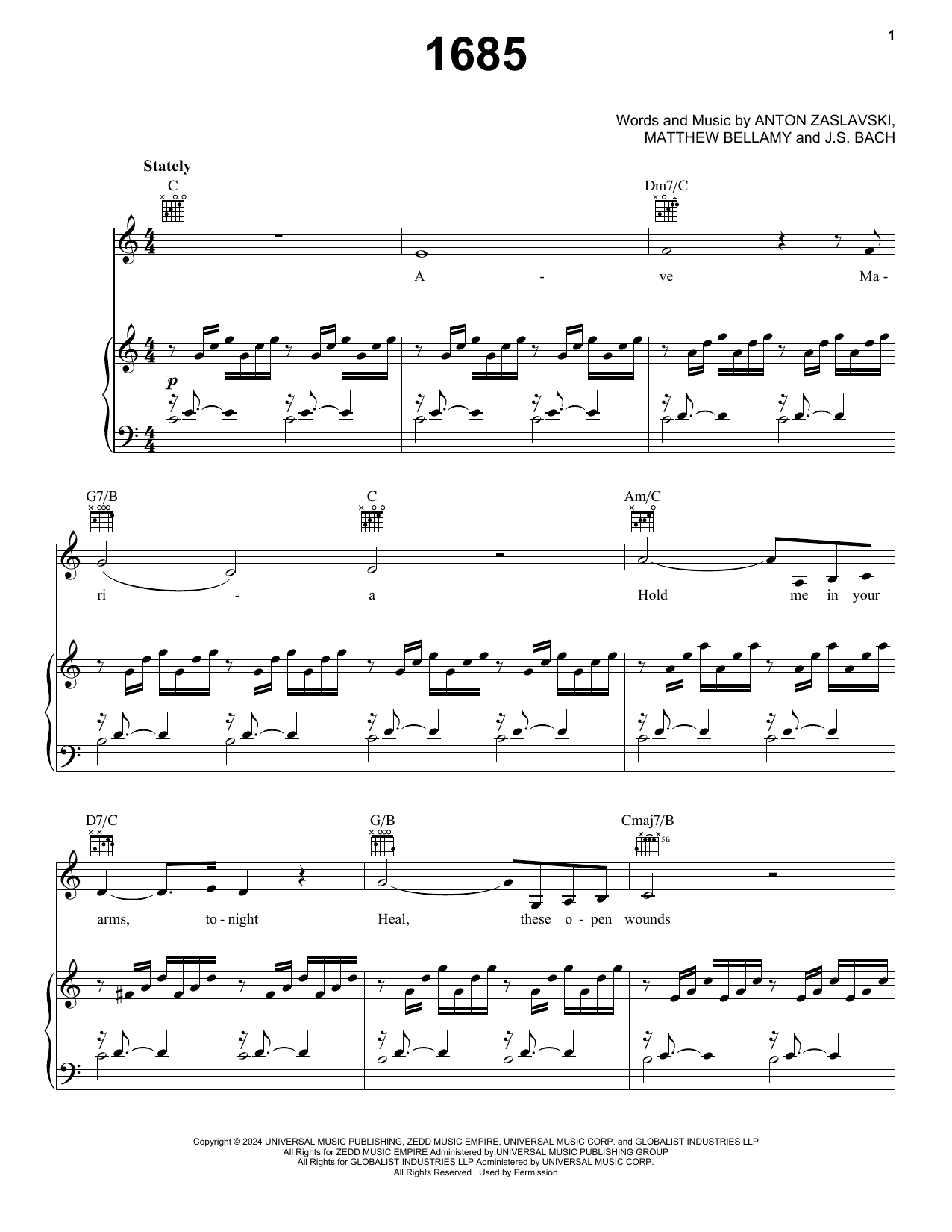 Zedd 1685 (feat. Muse) sheet music notes and chords arranged for Piano, Vocal & Guitar Chords (Right-Hand Melody)