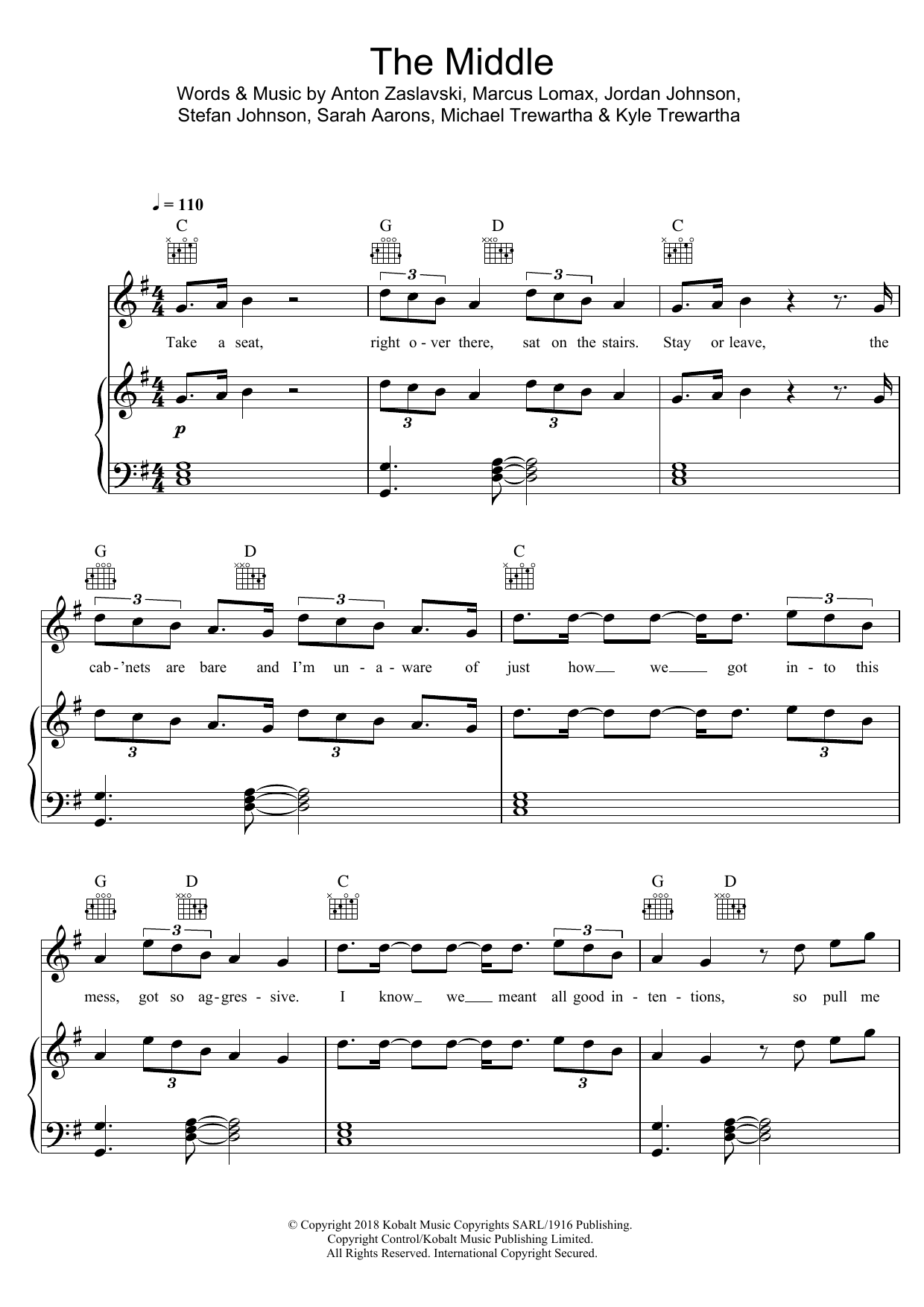 Zedd, Maren Morris & Grey The Middle sheet music notes and chords arranged for Very Easy Piano