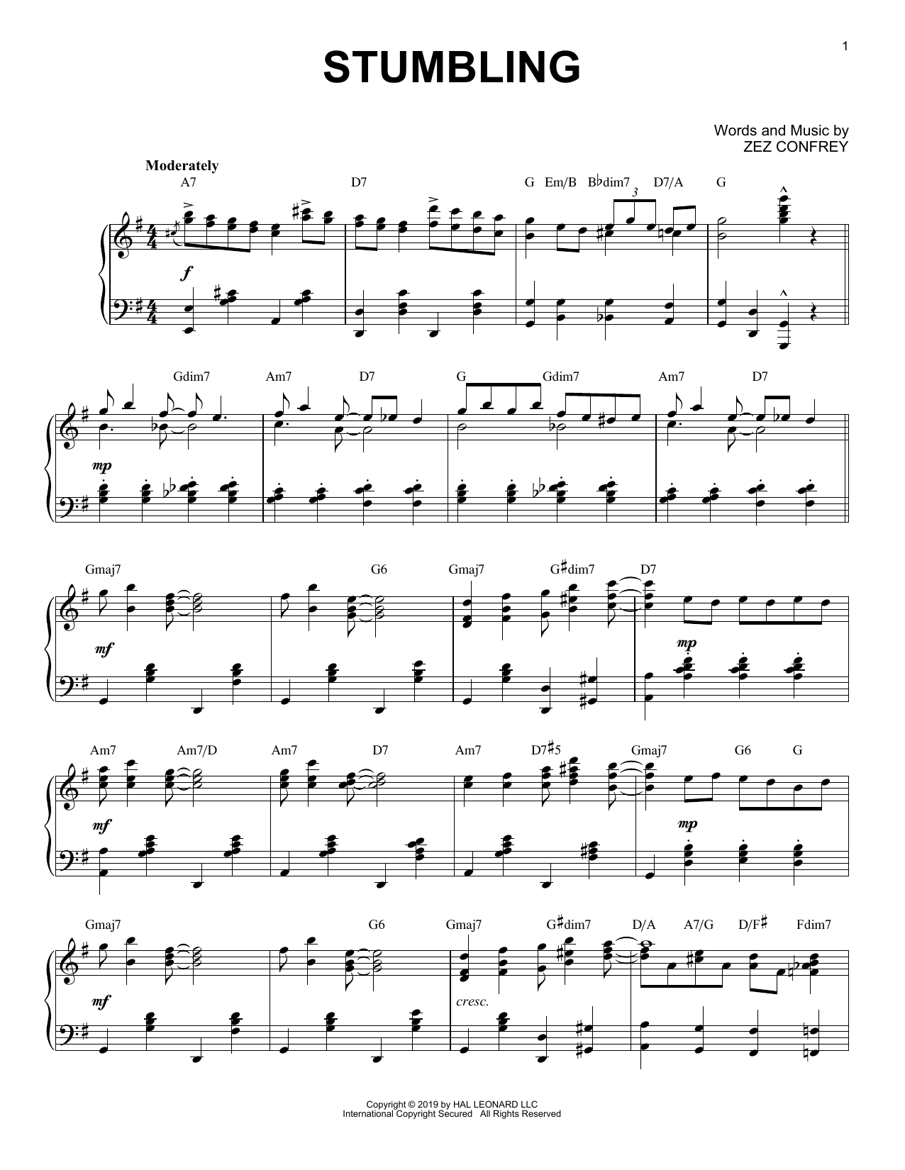 Zez Confrey Stumbling [Jazz version] sheet music notes and chords arranged for Piano Solo