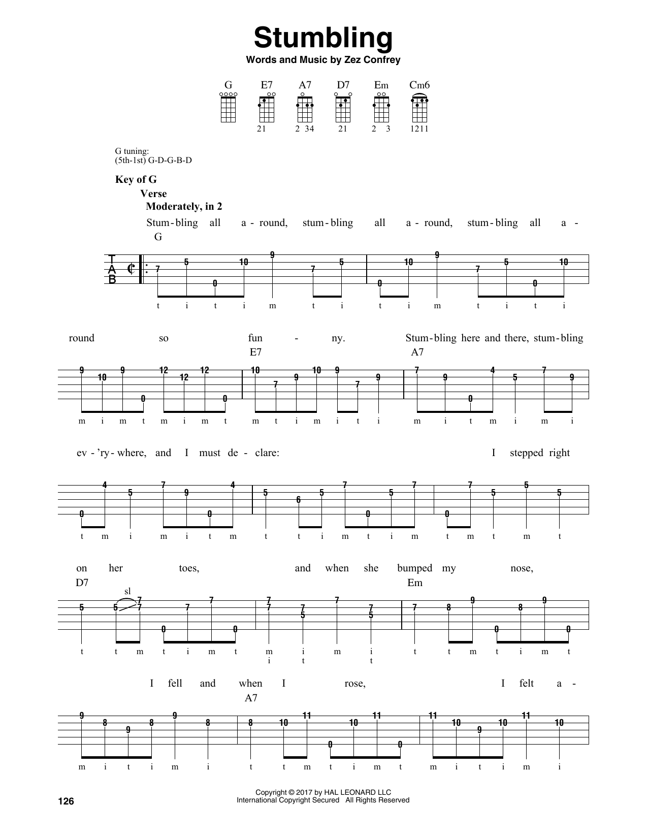 Zez Confrey Stumbling sheet music notes and chords arranged for Banjo Tab