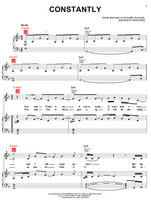 ZOEgirl Constantly sheet music notes and chords arranged for Piano, Vocal & Guitar Chords (Right-Hand Melody)