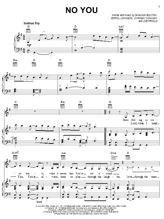 ZOEgirl No You sheet music notes and chords arranged for Piano, Vocal & Guitar Chords (Right-Hand Melody)