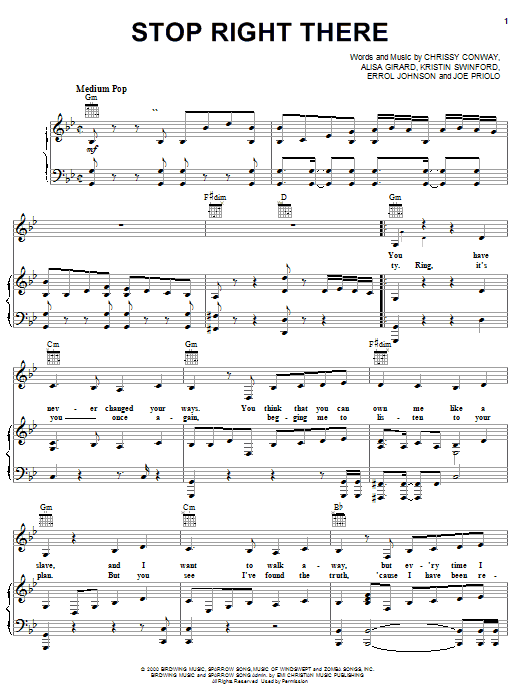 ZOEgirl Stop Right There sheet music notes and chords arranged for Piano, Vocal & Guitar Chords (Right-Hand Melody)