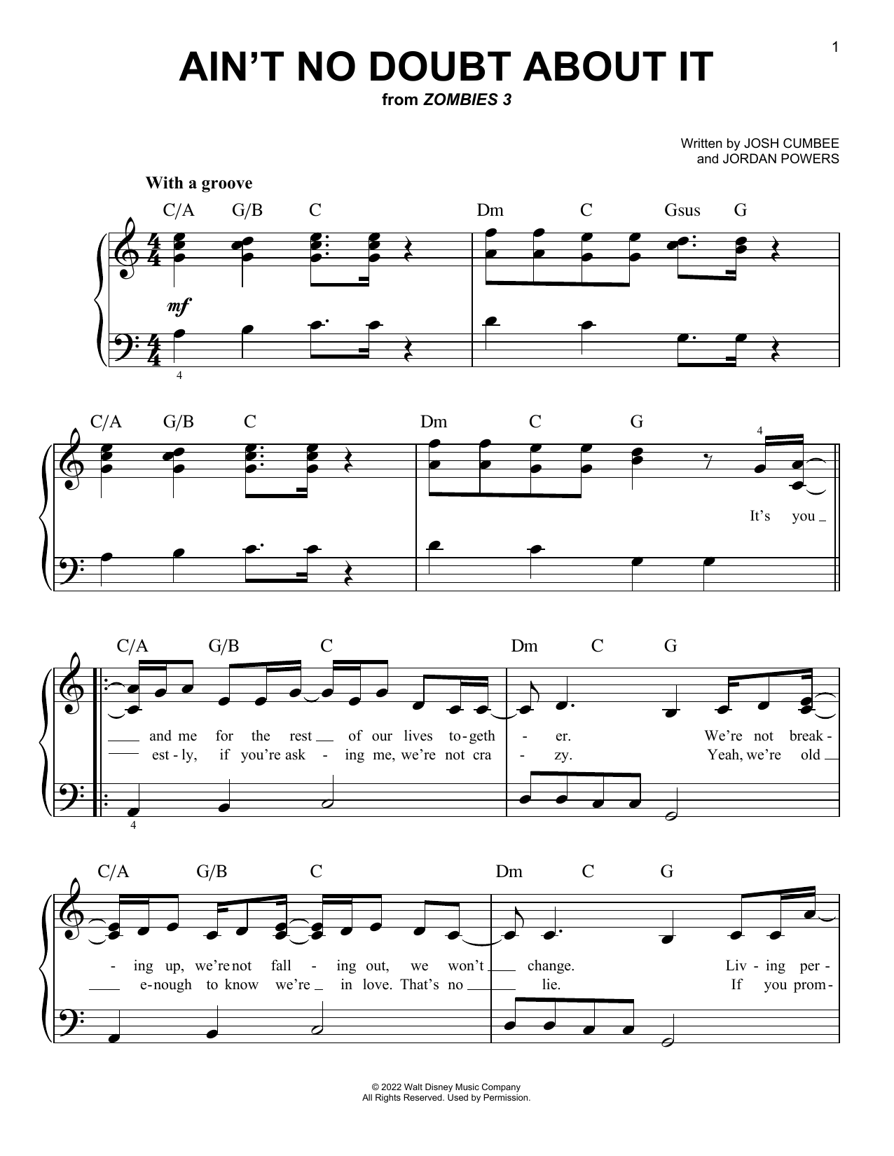 Zombies Cast Ain't No Doubt About It (from Disney's Zombies 3) sheet music notes and chords arranged for Easy Piano