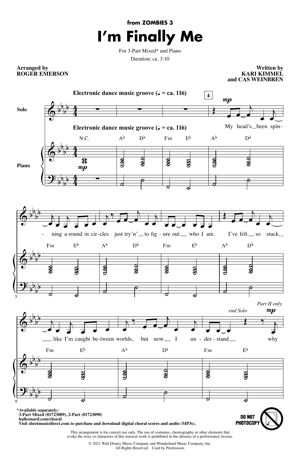 Zombies Cast I'm Finally Me (from Disney's Zombies 3) (arr. Roger Emerson) sheet music notes and chords arranged for 2-Part Choir