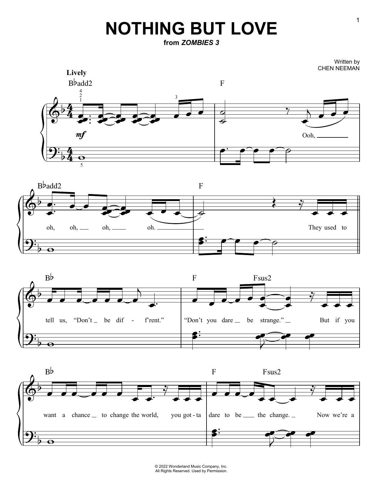Zombies Cast Nothing But Love (from Disney's Zombies 3) sheet music notes and chords arranged for Easy Piano