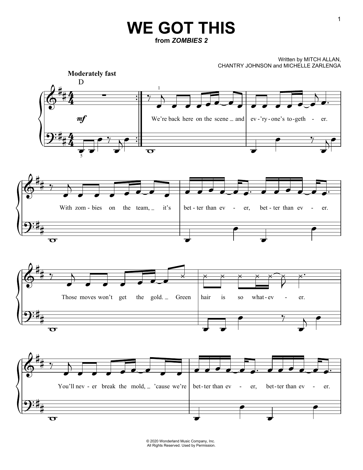 Zombies Cast We Got This (from Disney's Zombies 2) sheet music notes and chords arranged for Easy Piano