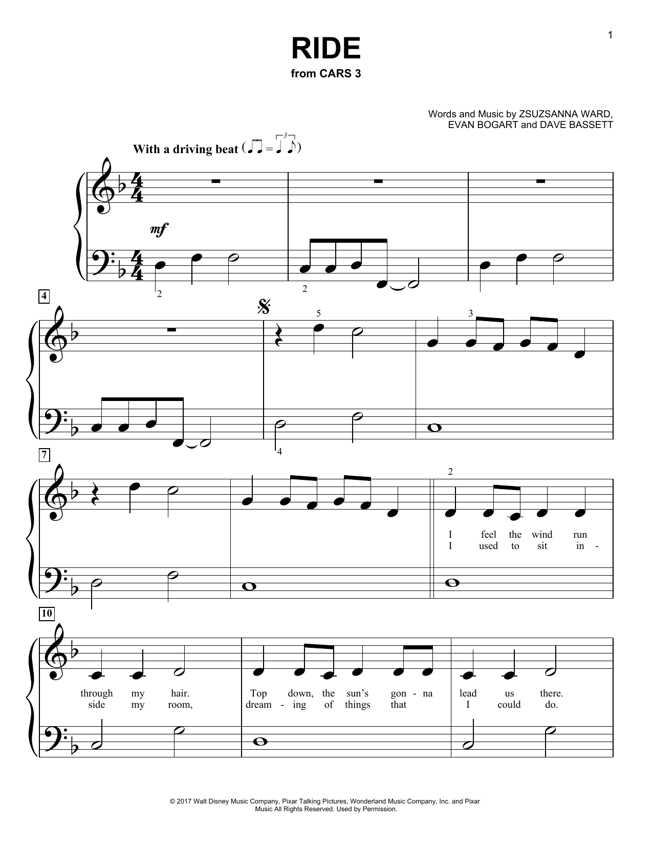 ZZ Ward featuring Gary Clark Jr. Ride sheet music notes and chords arranged for Piano, Vocal & Guitar Chords (Right-Hand Melody)