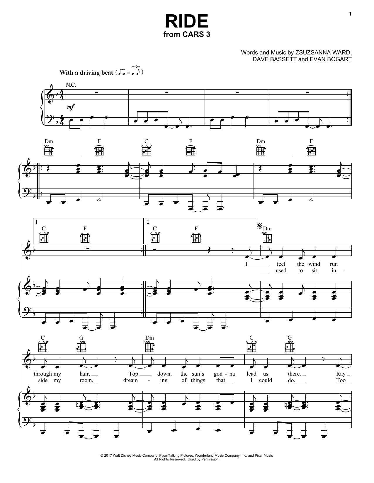 ZZ Ward featuring Gary Clark Jr. Ride sheet music notes and chords arranged for Piano, Vocal & Guitar Chords (Right-Hand Melody)